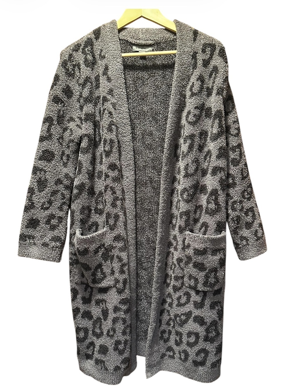 Barefoot Dreams Charcoal & Light Gray Leopard Open-Front Cardigan